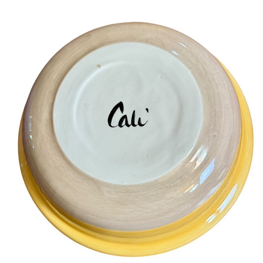 Vintage Cali Large Ceramic Pottery Serving Bowl Yellow Grape 3D Lid Collectible - Picture 9 of 14